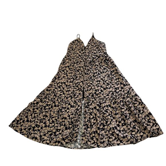 Abercrombie & Fitch Womens XL Linen Blend Brown Floral Midi Dress Ethreal - Picture 3 of 12